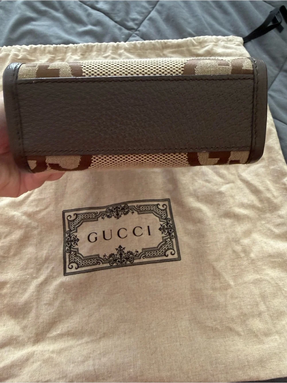 Gucci Brown/Beige GG Mini Tote with Green-Red Web Strap - Picture 7 of 11